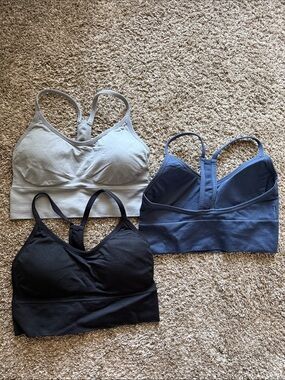 Amazon Women's Seamless Racerback Bralettes - Black, Blue, Light Gray